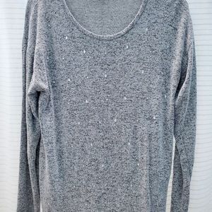 Maurices: med scoop neck sweater with jewels and cinched in back